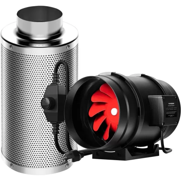 VIVOSUN Ventilation Kit 6 Inch 390 CFM Inline Duct Fan with 6" x 16"Carbon Filter Odor Control System with Australia Virgin Charcoal for Grow Tent Ventilation