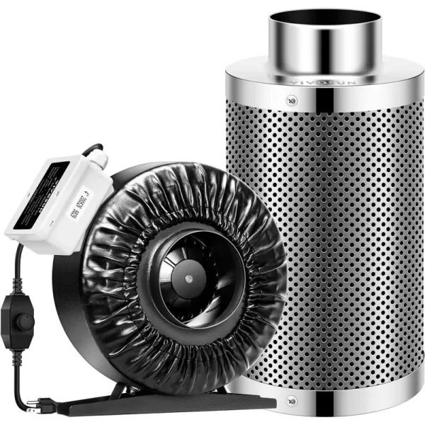 VIVOSUN Ventilation Kit 8 Inch 740 CFM Inline Duct Fan with 8" x 22" Carbon Filter Odor Control System with Australia Virgin Charcoal for Grow Tent Ventilation