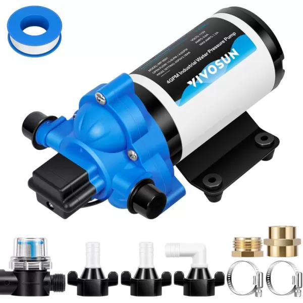 VIVOSUN Water Pressure Pump, 115VAC 4 GPM 45 PSI Diaphragm Water Pump/Strainer for Bathrooms, Kitchens, RVs, and Yachts