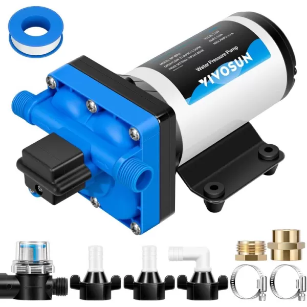 VIVOSUN Water Pressure Pump, 115VAC 4 GPM 45 PSI Diaphragm Water Pump/Strainer for Bathrooms, Kitchens, RVs, and Yachts 