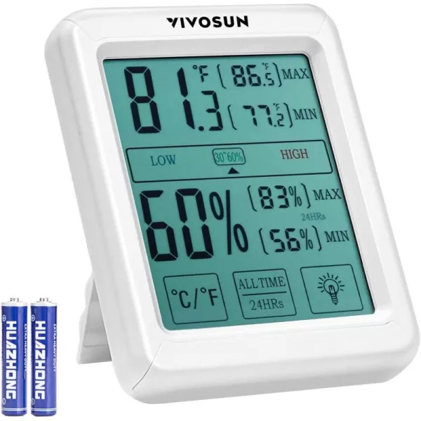 VIVOSUN Digital Thermometer Grow Tent Hygrometer, Indoor Outdoor Temperature and Humidity Meter Guage with Backlight for Home, Office