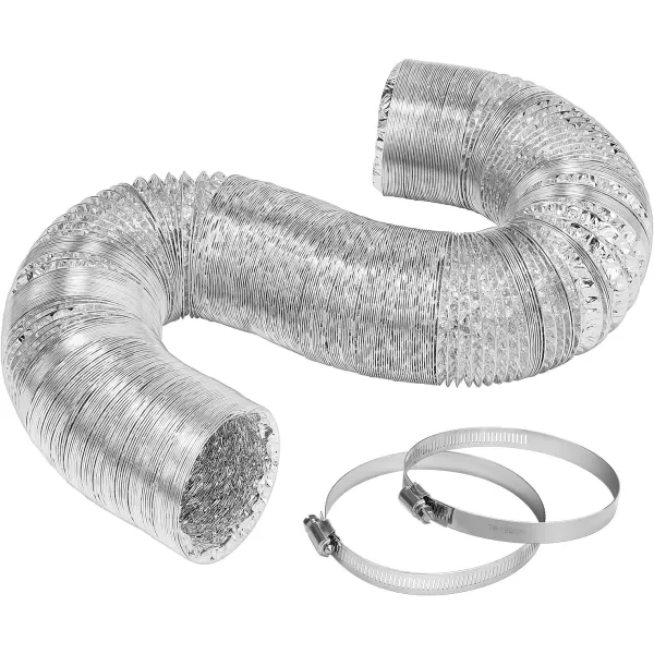 VIVOSUN 4-Inch 25-Ft. Non-Insulated Flexible Aluminum Air Ducting Dryer Vent Hose for HVAC Ventilation w/Two 4-Inch Stainless Steel Clamps
