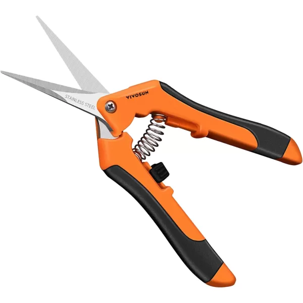 VIVOSUN 2-Pack 6.5 Inch Gardening Scissors Hand Pruner Pruning Shear with Straight Stainless Steel Blades Orange