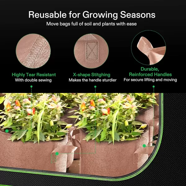 VIVOSUN 5-Pack 5 Gallon Grow Bags Heavy Duty 300G Thickened Nonwoven Plant Fabric Pots with Handles