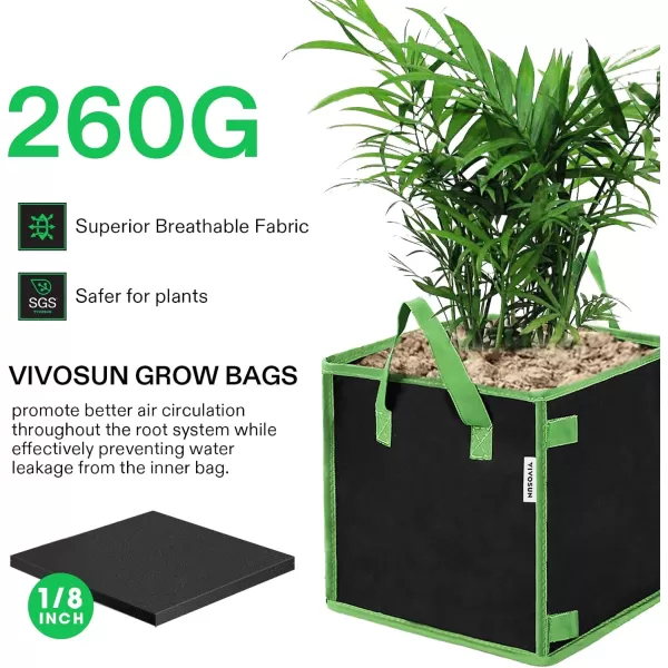 VIVOSUN 5 Pack 5 Gallon Square Grow Bags, Thick Nonwoven Cubic Fabric Pots with Handles for Indoor and Outdoor Gardening