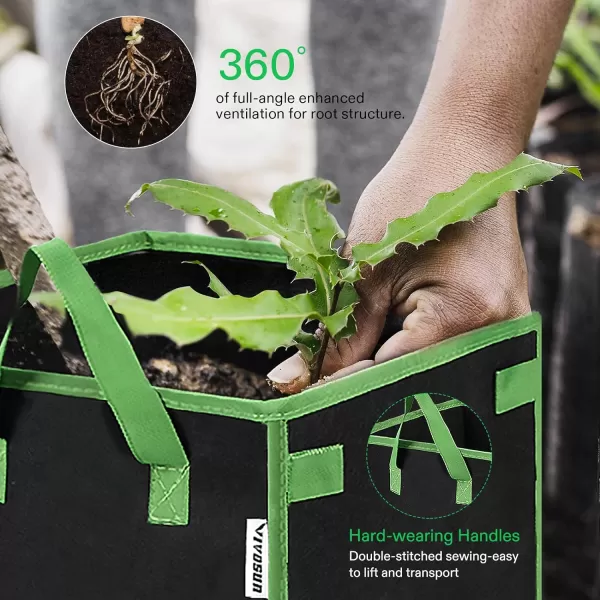 VIVOSUN 5 Pack 5 Gallon Square Grow Bags, Thick Nonwoven Cubic Fabric Pots with Handles for Indoor and Outdoor Gardening