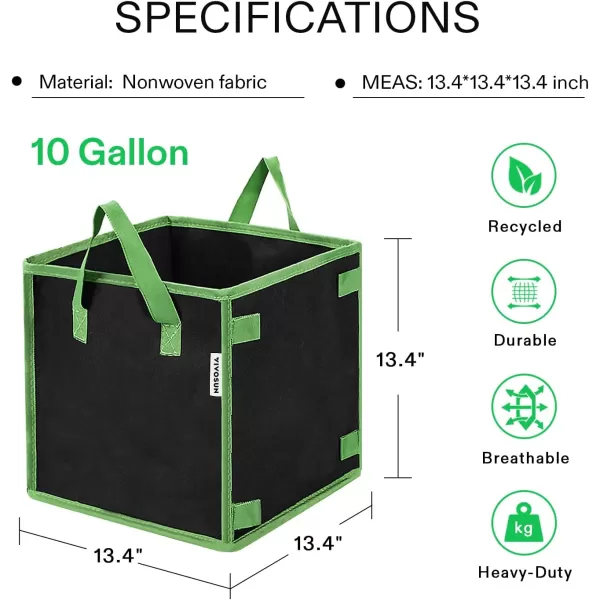 VIVOSUN 5 Pack 5 Gallon Square Grow Bags, Thick Nonwoven Cubic Fabric Pots with Handles for Indoor and Outdoor Gardening