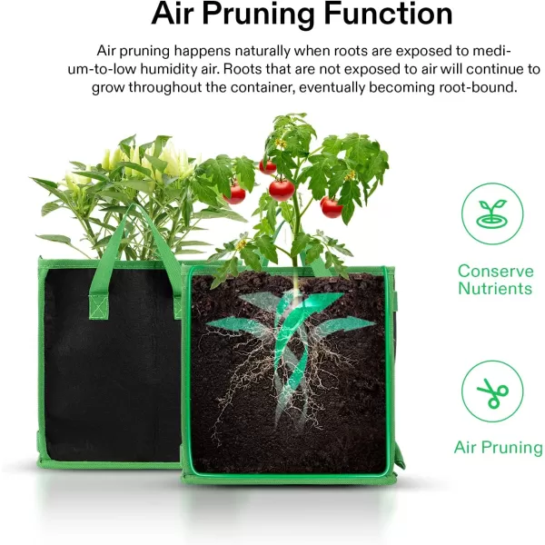 VIVOSUN 5 Pack 5 Gallon Square Grow Bags, Thick Nonwoven Cubic Fabric Pots with Handles for Indoor and Outdoor Gardening