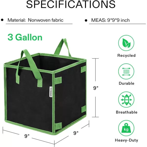 VIVOSUN 5 Pack 5 Gallon Square Grow Bags, Thick Nonwoven Cubic Fabric Pots with Handles for Indoor and Outdoor Gardening