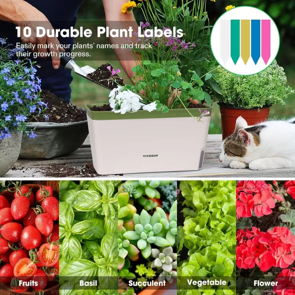 VIVOSUN Self-Watering Planters, Compact Rectangular Window Herb Planter Box with 10 PCS Plant Labels, Plant Container for Basil, Flowers, Succulents, Indoor &amp; Outdoor, 4-Pack