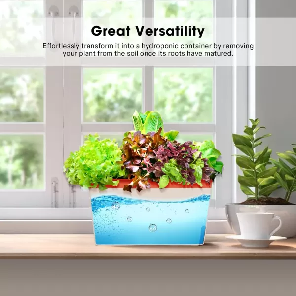 VIVOSUN Self-Watering Planters, Compact Rectangular Window Herb Planter Box with 10 PCS Plant Labels, Plant Container for Basil, Flowers, Succulents, Indoor &amp; Outdoor, 4-Pack