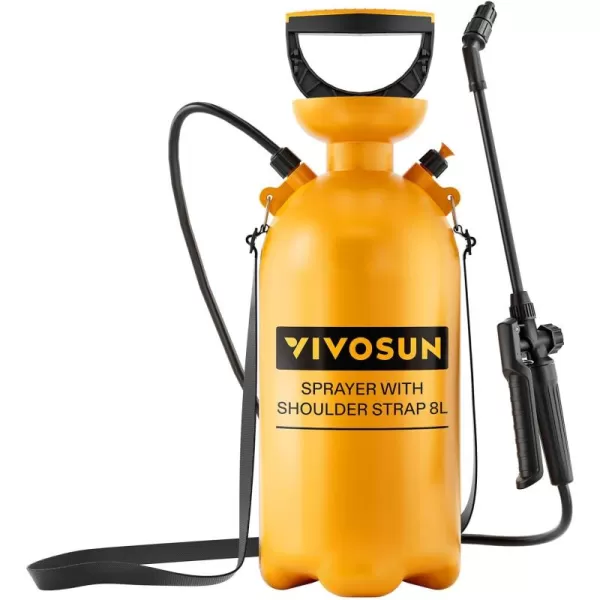 VIVOSUN 2.1Gal/8L Pump Pressure Sprayer, Pressurized Water Spray Bottle with Adjustable Shoulder Strap, Adjustable Nozzle, Safety Valve &amp; Additional Seals, Ideal for Watering, Fertilizing, Cleaning
