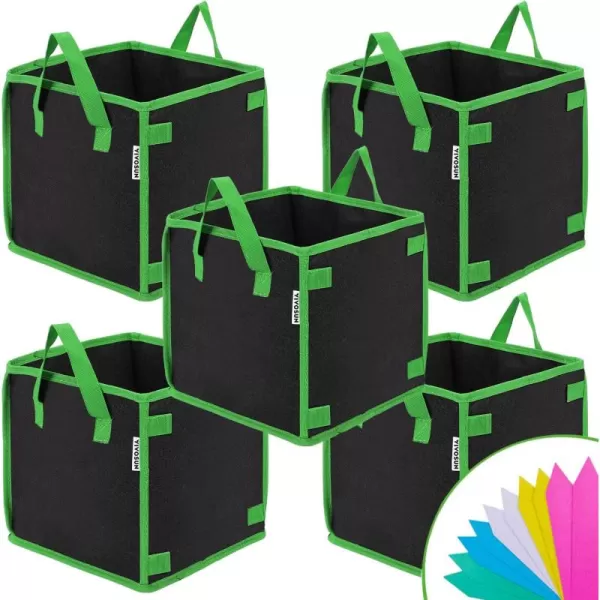 VIVOSUN 5 Pack 5 Gallon Square Grow Bags, Thick Nonwoven Cubic Fabric Pots with Handles for Indoor and Outdoor Gardening