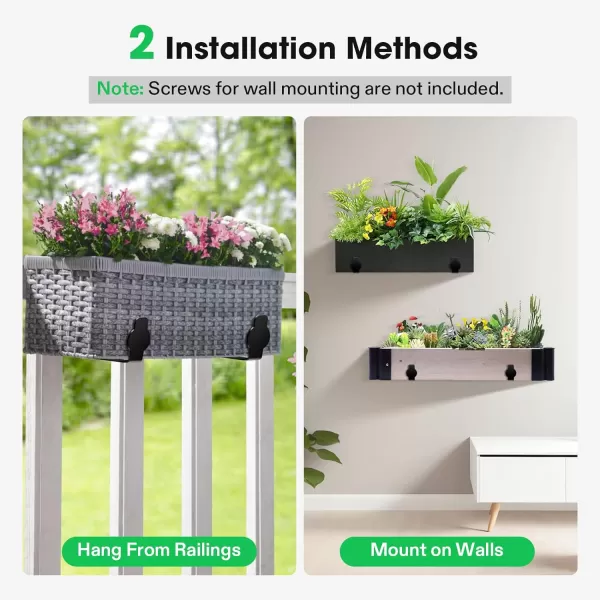 VIVOSUN Planter Box Brackets, Adjustable Window Box Brackets, Universal Carbon Steel Flower Box Holders for Railings, Fences, Walls, Window Sills, 4-Pack