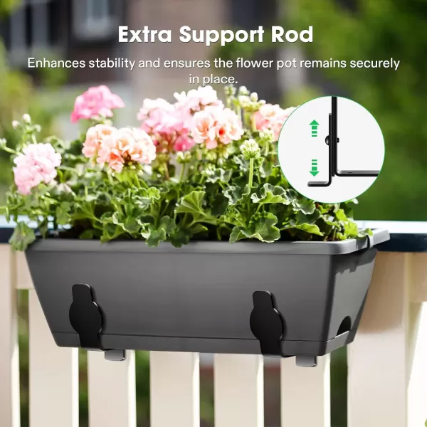 VIVOSUN Planter Box Brackets, Adjustable Window Box Brackets, Universal Carbon Steel Flower Box Holders for Railings, Fences, Walls, Window Sills, 4-Pack