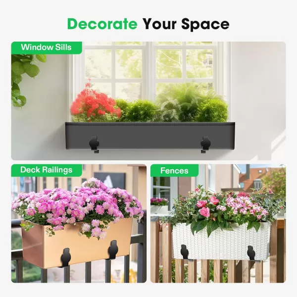 VIVOSUN Planter Box Brackets, Adjustable Window Box Brackets, Universal Carbon Steel Flower Box Holders for Railings, Fences, Walls, Window Sills, 4-Pack