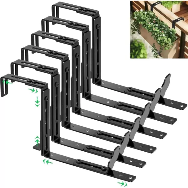 VIVOSUN Planter Box Brackets, Adjustable Window Box Brackets, Universal Carbon Steel Flower Box Holders for Railings, Fences, Walls, Window Sills, 4-Pack