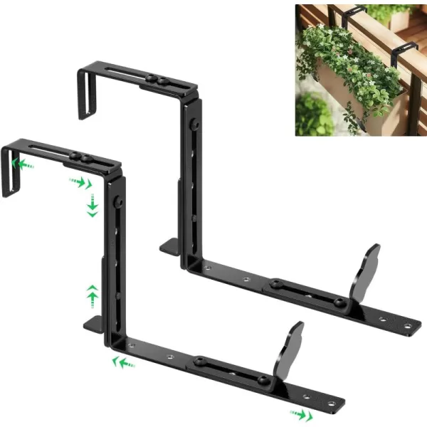 VIVOSUN Planter Box Brackets, Adjustable Window Box Brackets, Universal Carbon Steel Flower Box Holders for Railings, Fences, Walls, Window Sills, 4-Pack