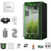 imageVIVOSUN 27 x 27 ft Grow Tent Kit and AeroWave A6 Grow Tent Clip Fan with VS1000 Led Grow Light 4 Inch 190CFM Inline Fan Carbon Filter and 8 ft Ducting Combo 32quot x 32quot x 63quot