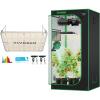 imageVIVOSUN 36quotx36quotx72quot Hydroponic Mylar Grow Tent with VS1000E LED Grow Light 3 x 3 Grow Tent with Observation Window and Floor Tray LED Plant Light with Samsung Diodes