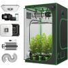 imageVIVOSUN S448 4x4 Grow Tent Smart Kit with AeroLight 100W LED Grow Light with Circulation Fan AeroZesh S6 6inch 405CFM Inline Duct Fan GrowHub E42 6 Inch Carbon Filter and Air Ducting