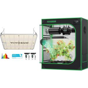 imageVIVOSUN 30quotx18quotx36quot Mylar Hydroponic Grow Tent with VS1000E LED Grow Light with Observation Window and Floor Tray for Indoor Plant Growing LED Light with Samsung Diodes and Sunlike Full Spectrum