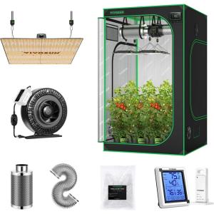 imageVIVOSUN 4 x 4 Grow Tent Kit Complete with VS4000 LED Grow Light and 6 Inch Fan Filter Combo Ventilation System