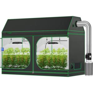 imageVIVOSUN 4x8 Grow Tent 96quotx48quotx72quot Roof Cube Tent VS2000 LED Grow Light with Samsung LM301H Diodes 8 Inch 720 CFM Inline Fan 5Pack 5 Gallon Grow Bags HeavyDuty Polyester Plant Trellis Netting