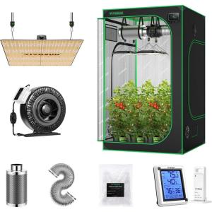 imageVIVOSUN 5 x5 Grow Tent Kit Complete  VS4000 LED Grow Light with Samsung LM301H Diodes ampamp Brand Dimmable Driver and 5 x5 Grow Tent and 6 Inch Fan Filter Combo Setup Package System Veg Flower