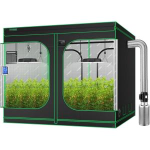 imageVIVOSUN 96quot x 96quot x 80quot High Reflective Mylar Grow Tent 5Pack 7 Gallon Plant Grow Bags 2Pack VS1000 LED Grow Light 8 Inch 720 CFM Inline Fan with Speed Controller