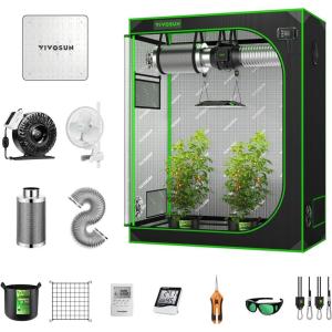 imageVIVOSUN GIY 4x2 Grow Tent Kit and AeroWave A6 Grow Tent Clip Fan with VS1000 Led Grow Light 4 Inch 203 CFM Inline Fan Carbon Filter and 8 ft Ducting Combo 48quot x 24quot x 60quot