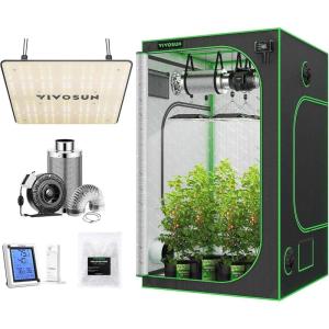 imageVIVOSUN Grow Tent Complete Kit 48quotx48quotx80quot Growing Tent with VS1000 Led Grow Light 6 Inch 440 CFM Inline Fan Carbon Filter and 8ft Ducting Combo
