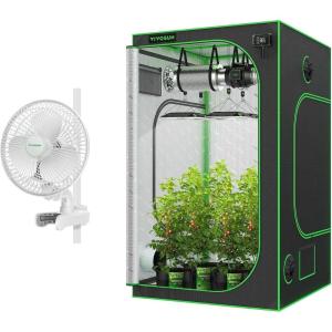 imageVIVOSUN S448 4x4 Grow Tent and AeroWave A6 Grow Tent Clip Fan Kit High Reflective Mylar for Hydroponics Indoor Plant Patented Portable Auto Oscillating Fan 6