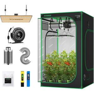 imageVIVOSUN 48 x 48 x 80 Grow Tent VS2000 LED Grow Light 6 Inch 440 CFM Inline Fan Combo pH and TDS Meter Combo HeavyDuty Polyester Plant Trellis Netting 5 x 15ft 1 Pack