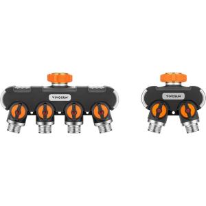 imageVIVOSUN Garden Hose Splitter 4 Way Heavy Duty Water Hose Connector and Garden Hose Splitter 2 Way Heavy Duty Upgraded Highly Durable Dual Water Hose Connector Faucet Adapter