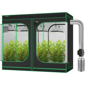 imageVIVOSUN S848 4x8 Grow Tent Smart System with AeroLight A100 100W LED Grow Light AeroZesh S6 6 inch 405 CFM Inline Duct Fan GrowHub E42 WiFiControl 6 Inch Air Carbon Filter and Aluminum Ducting