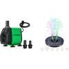 imageVIVOSUN 800GPH Submersible Pump3000LH 24W and Solar Fountain 4W Solar Water Fountain with Upgraded Glass Panel Builtin Battery 7 Nozzles Colored LED Lights