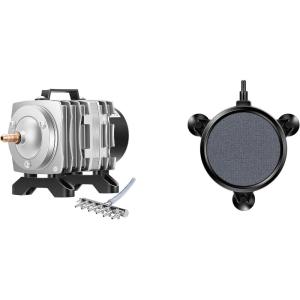 imageVIVOSUN 317GPH Air Pump 15W 6 Outlet 20 LMin for Aquarium and Hydroponic Systems and Air Stone Disc 4 x 4 Inch with Shell and Sucker for Aquarium