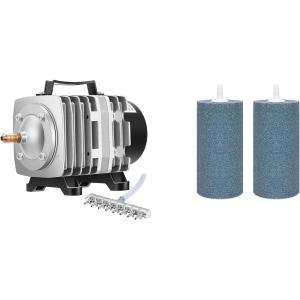 imageVIVOSUN Commercial Air Pump 1110 GPH 8 Outlet 40W 70Lmin for Aquarium and Hydroponic Systems and Air Stone 2PCS 4 x 2 Inch Large Air Stone for Aquarium