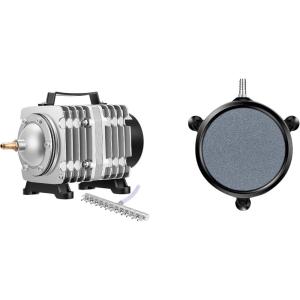 imageVIVOSUN Commercial Air Pump 1427 GPH 55W 90Lmin 12 Outlet for Aquarium and Hydroponic Systems andAir Stone Disc 8 x 8 Inch with Shell and Sucker for Aquarium