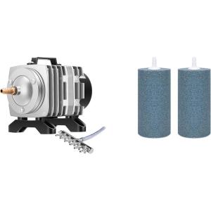 imageVIVOSUN Commercial Air Pump 634GPH 25W 40Lmin 6 Outlet for Aquarium and Hydroponic Systems and Air Stone 2PCS 4 x 2 Inch Large Air Stone for Aquarium