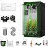 imageVIVOSUN GIY 3x3 Grow Tent Complete System and AeroWave E6 Clipon Fan with 4quot Inline Fan Package VS2000 LED Grow Light Temperature Humidity Monitor Netting Grow Bags Pruning Shear ampamp Timer