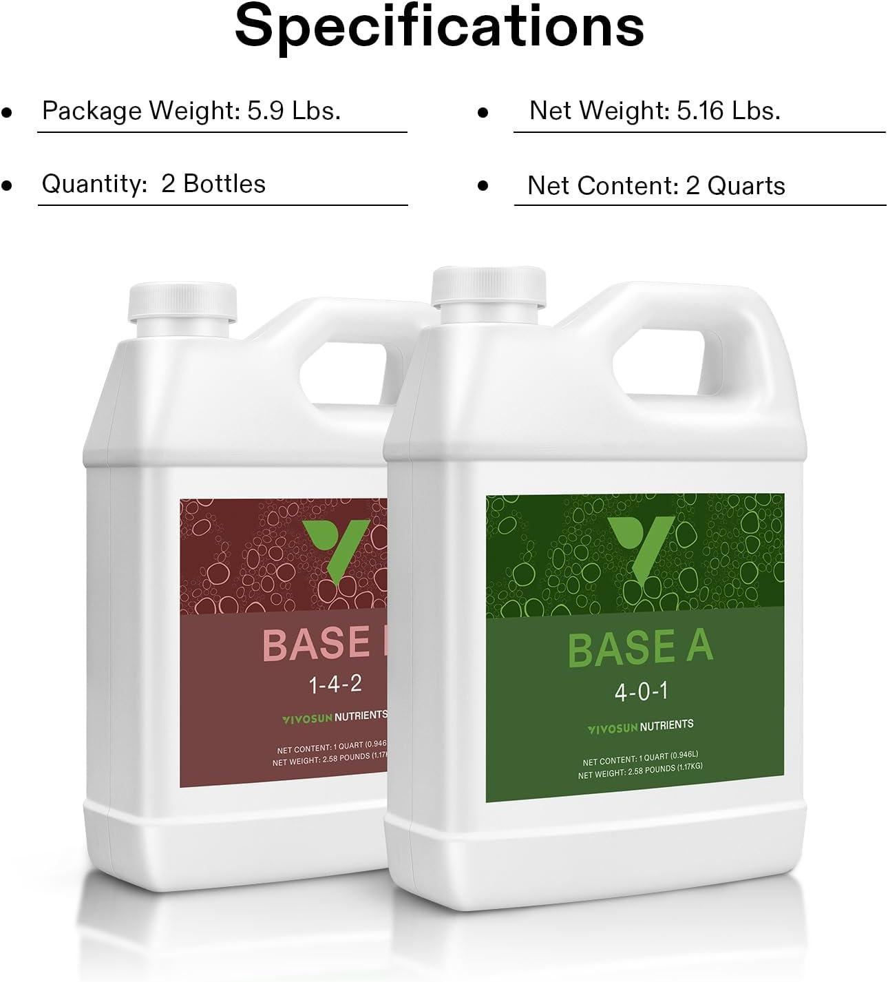 imageVIVOSUN Digital PH Meter and Nutrients Base A ampamp B Bundle Liquid Fertilizer Supports Vegetative and Flowering Stages for Outdoor ampamp Indoor Plants Set of Quarts