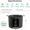 imageVIVOSUN 5Pack 5 Gallon Grow Bags and Coco Coir Brick 14lbs 100 Natural Organic Compressed Coconut Coir Fiber with Low EC PH Balance ampamp High Nutrition Coconut Fiber Substrate
