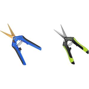 imageVIVOSUN 2Pack Curved Gardening Scissors 65 Inch and 2Pack Gardening Scissors 65 Inch Hand Pruner Pruning Shear with Straight Stailess Steel Blades Black and Green