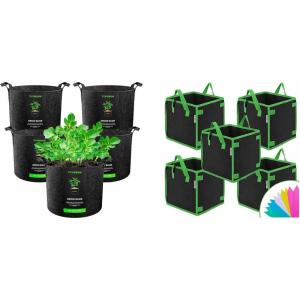 imageVIVOSUN 5Pack 1 Gallon Grow Bags Fabric Pots ampamp 5 Pack 3 Gallon Square Grow Bags