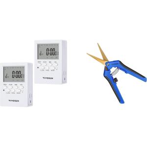 imageVIVOSUN 7 Day Programmable Digital Timer with Dual Outlet and Curved Gardening Scissors 65 Inch Hand Pruner Shear with Titanium Coated Blades 1Pack