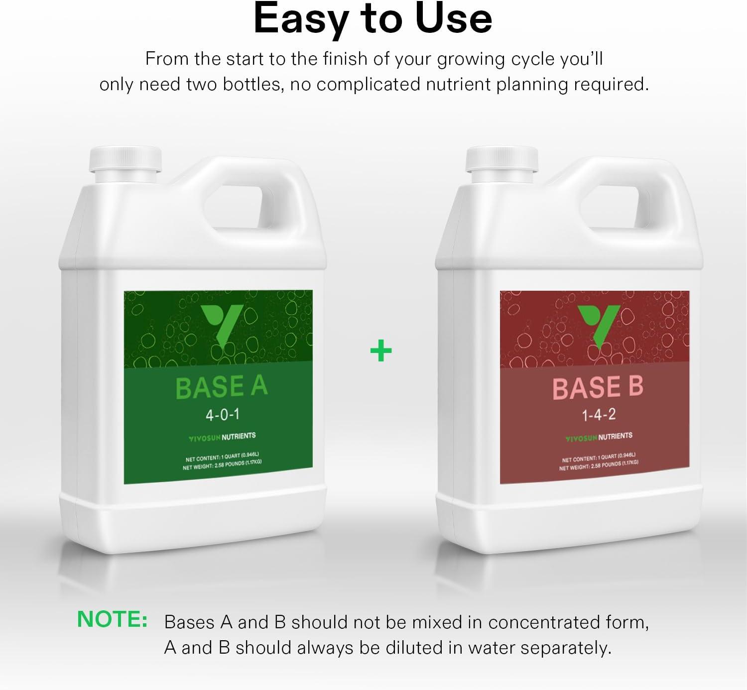 imageVIVOSUN pH and TDS Meter Comb and Nutrients Base A ampamp B Bundle Liquid Fertilizer Supports Vegetative and Flowering Stages for Outdoor ampamp Indoor Plants Set of Quarts