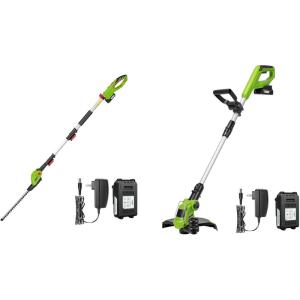imageVIVOSUN 20quot Cordless Pole Hedge Trimmer and 12 Cordless String Trimmer and Edger 20V 20Ah Weed Eater 2Speed Control with Adjustable Head Pole ampamp Handle Spool Lightweight ampamp Compact Trimmer