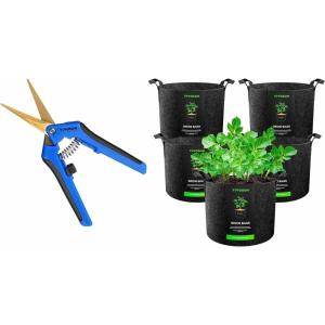 imageVIVOSUN Gardening Hand Pruner Pruning Shears with Curved Blades 5 Gallon Grow Bag Plant Fabric Pots with Handles